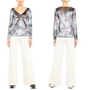 NWT New $194 MALÌPARMI Chenille Grey Long Sleeve Top Size M